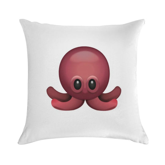 Cute Octopus Emoji Soft Luxury Feel Throw Pillow