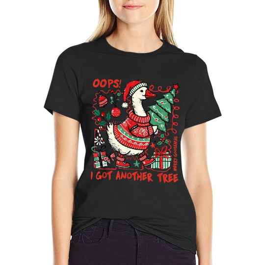 Oops I Got Another Tree Funny Christmas Silly Goose Xmas  Heathered Texture T-Shirt