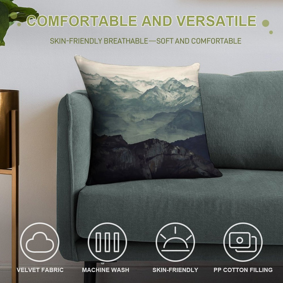 Mountain Fog Soft Washable Throw Pillow