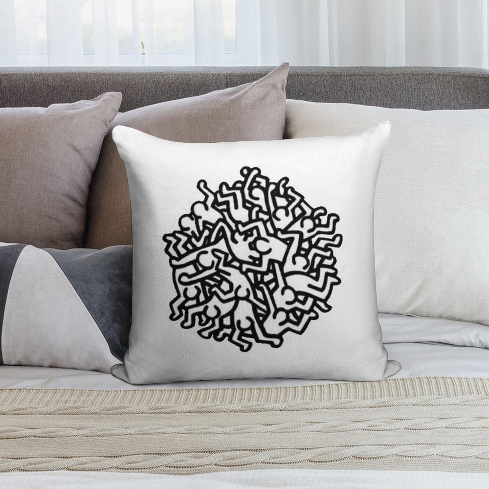 Haring Pop Art Soft Decorative Cover Throw Pillow