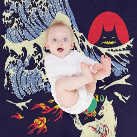 The Great Wave Off Oni Island Compact Throw Blanket