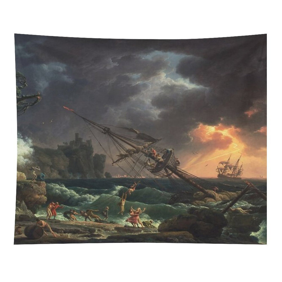 The Shipwreck  Claude-Joseph Vernet  1772 Ocean Storm Marine Ship Art Tapestry