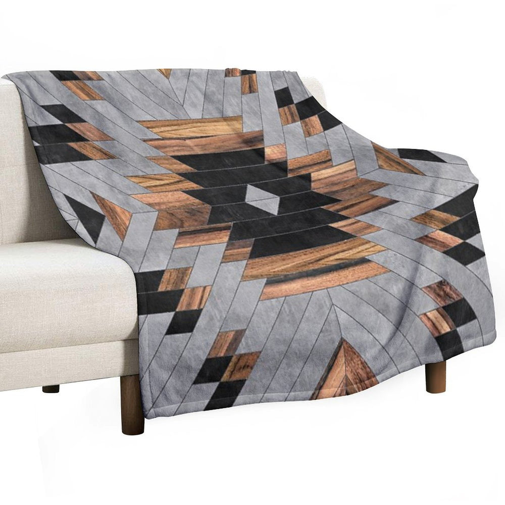 Urban Tribal Pattern No.6 - Aztec - Concrete And Wood Versatility Throw Blanket
