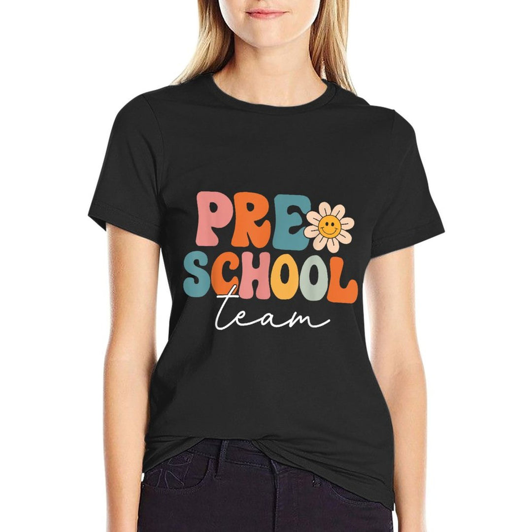 Preschool Team Retro Groovy Vintage Back To School Pre-K  Vintage-inspired T-Shirt