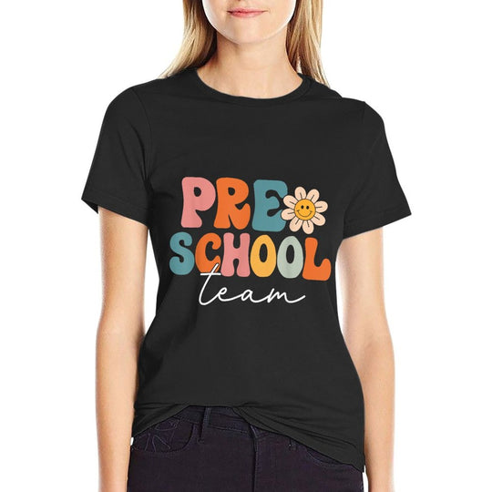 Preschool Team Retro Groovy Vintage Back To School Pre-K  Vintage-inspired T-Shirt