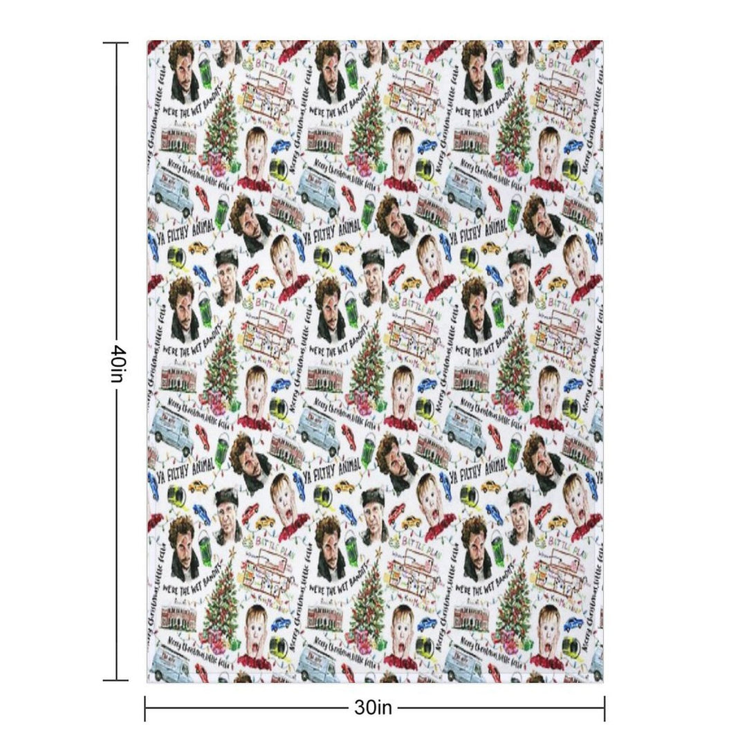 Home Alone Kevin McCallister Christmas Holiday Pattern Plush Throw Blanket