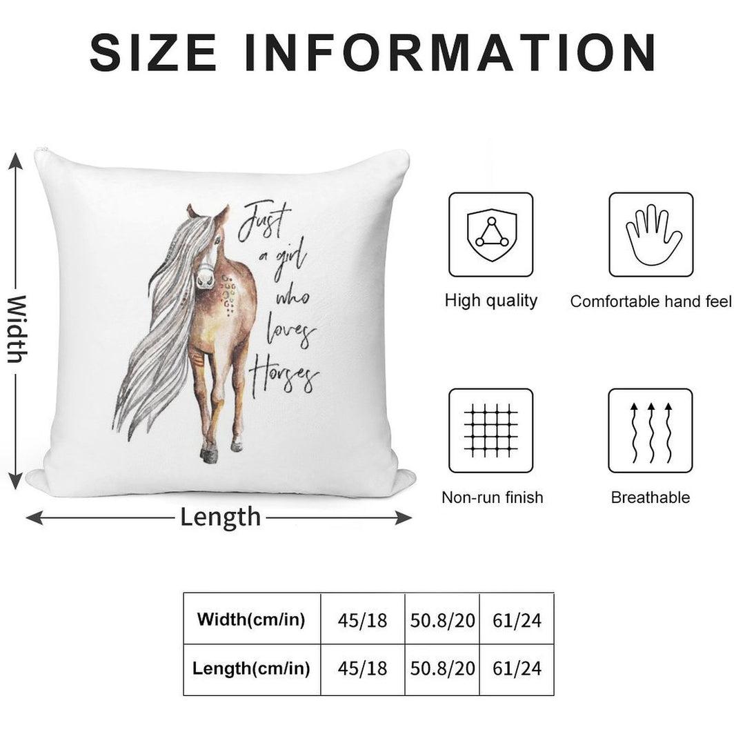 Just A Girl Who Loves Horses - Horse Lover Design Soft Warmth Comfort Throw Pillow