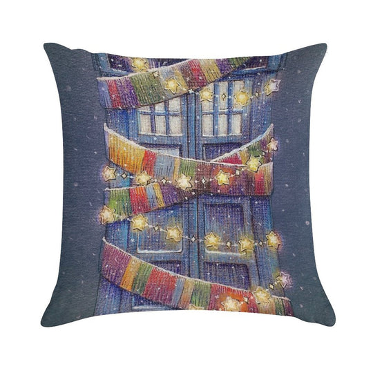 Christmas Police Box Soft Gift Ready Throw Pillow