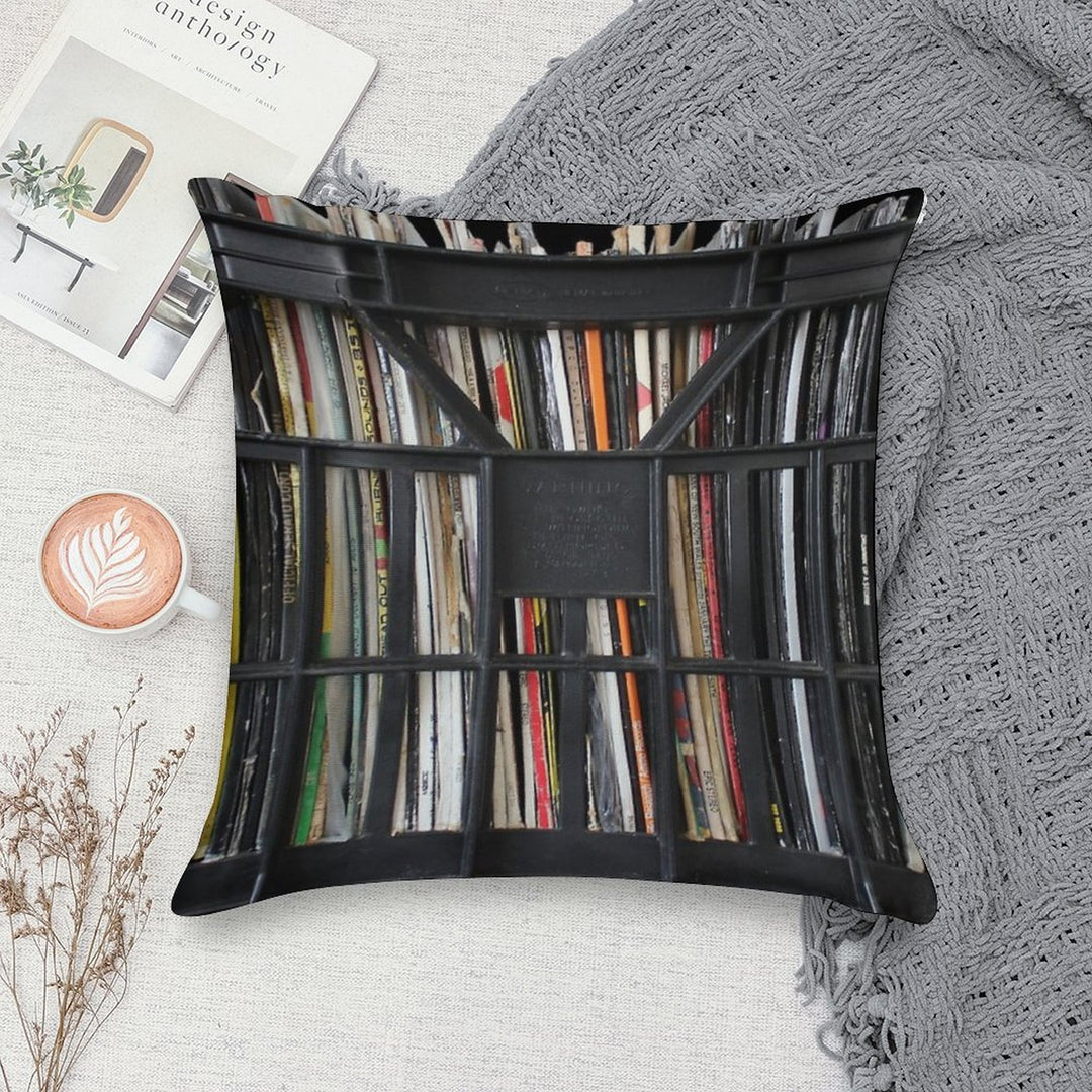 Vinyl Record Rock, Metal, Hip Hop, Rap, Reggae, Jazz Albums DJ Crate Collection 1 Soft Ultra-Soft Texture Throw Pillow