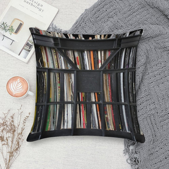Vinyl Record Rock, Metal, Hip Hop, Rap, Reggae, Jazz Albums DJ Crate Collection 1 Soft Ultra-Soft Texture Throw Pillow