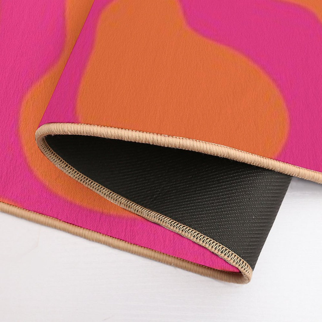 Cow Skin Texture Orange Pop And Hot Neon Pink Durable Bath Mat