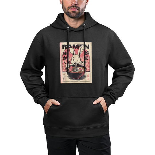Anime Rabbit Manga Kawaii Otaku Neko Japanese Ramen Rabbit Kangaroo Pocket Hoodie