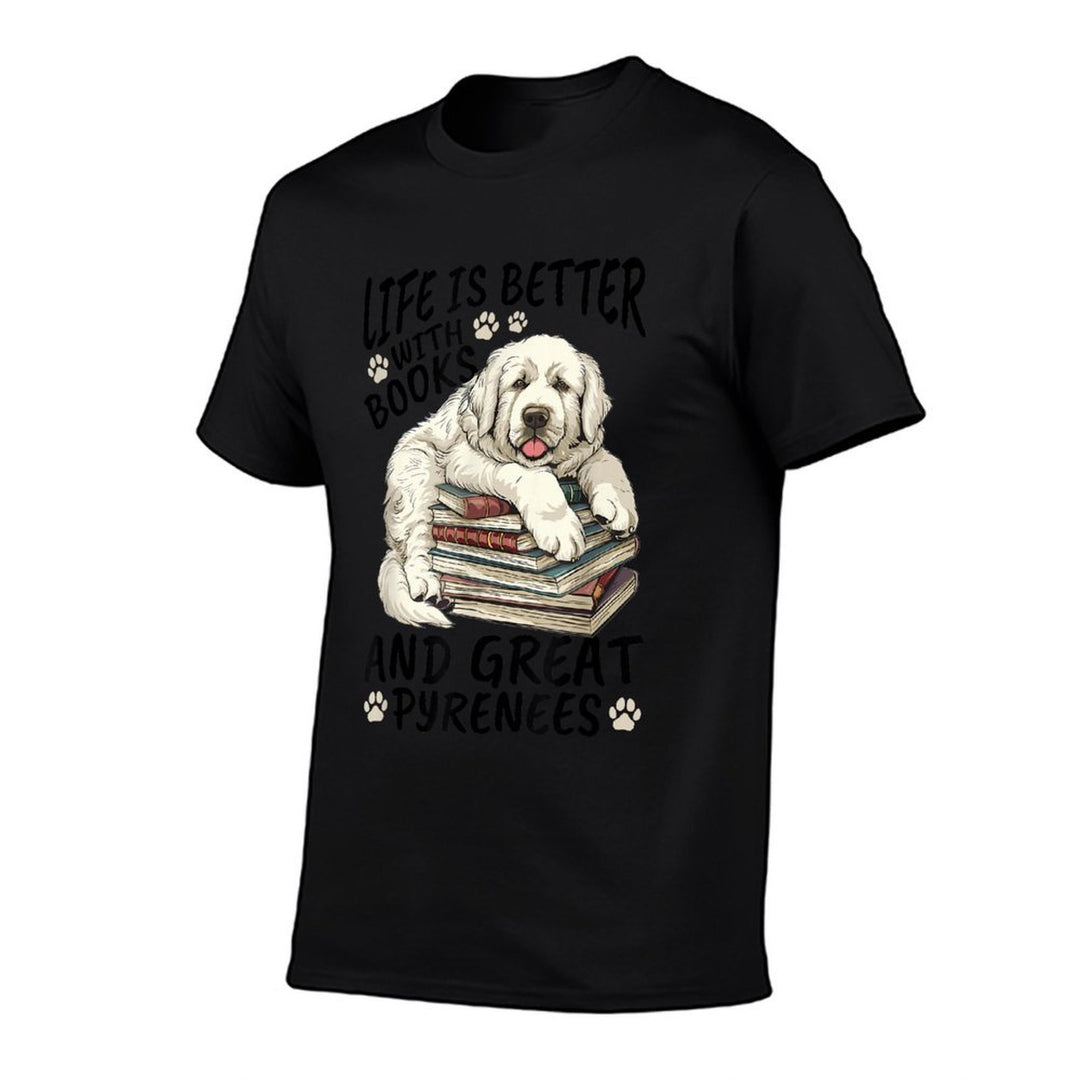 Great Pyrenees Dog Breed Life Is Better with Books And Great  Oversized Silhouette T-Shirt