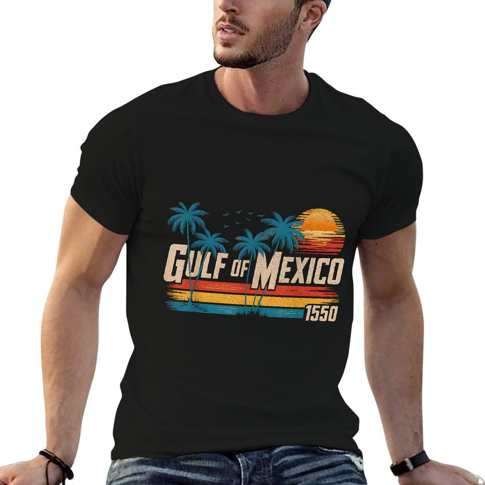 Gulf of Mexico Forever Retro Vintage Beach Mens Women  High-quality Stitching T-Shirt
