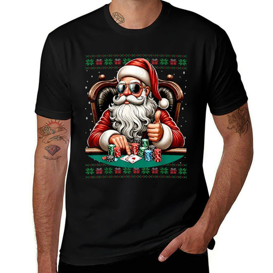 Poker Santa Poker Player Ugly Christmas Sweater  Polyester Blend T-Shirt