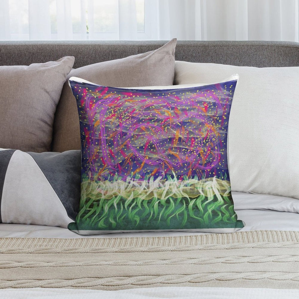 Electric Garden Beneath A Starry Storm Soft Style Accent Throw Pillow