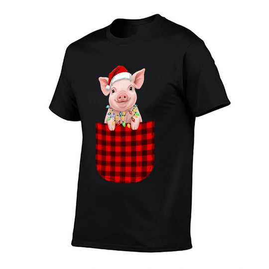 Pig Buffalo Red Plaid Pocket Christmas Funny Men Women  Odor-resistant T-Shirt