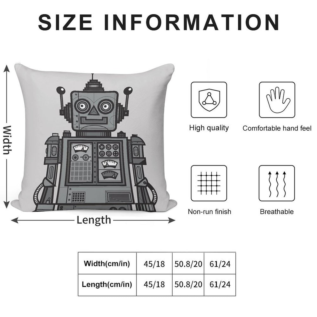 Vintage Robot Soft High-Density Material Throw Pillow