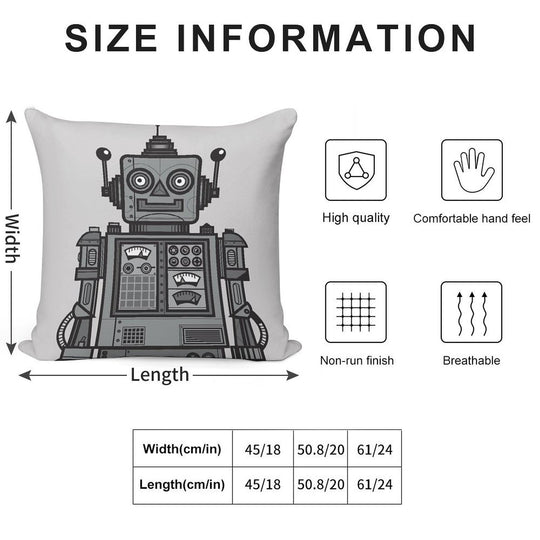 Vintage Robot Soft High-Density Material Throw Pillow