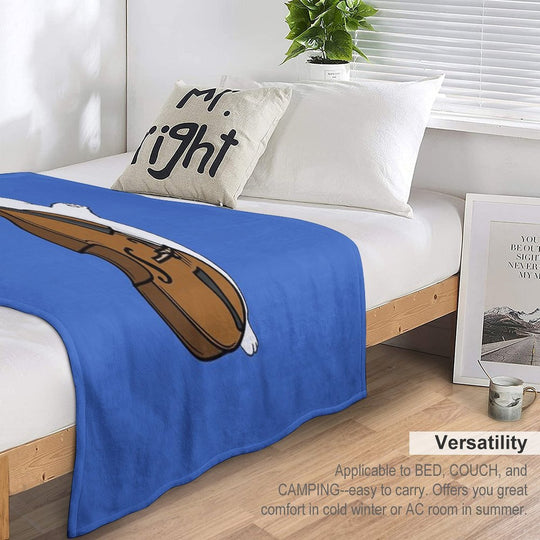 Cute Cat Double Bass Player For Double Bass Player And Classical Musician As A Double Bass Sustainable Throw Blanket