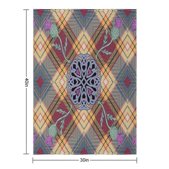 Scottish Thistle Tartan Easy Care Throw Blanket