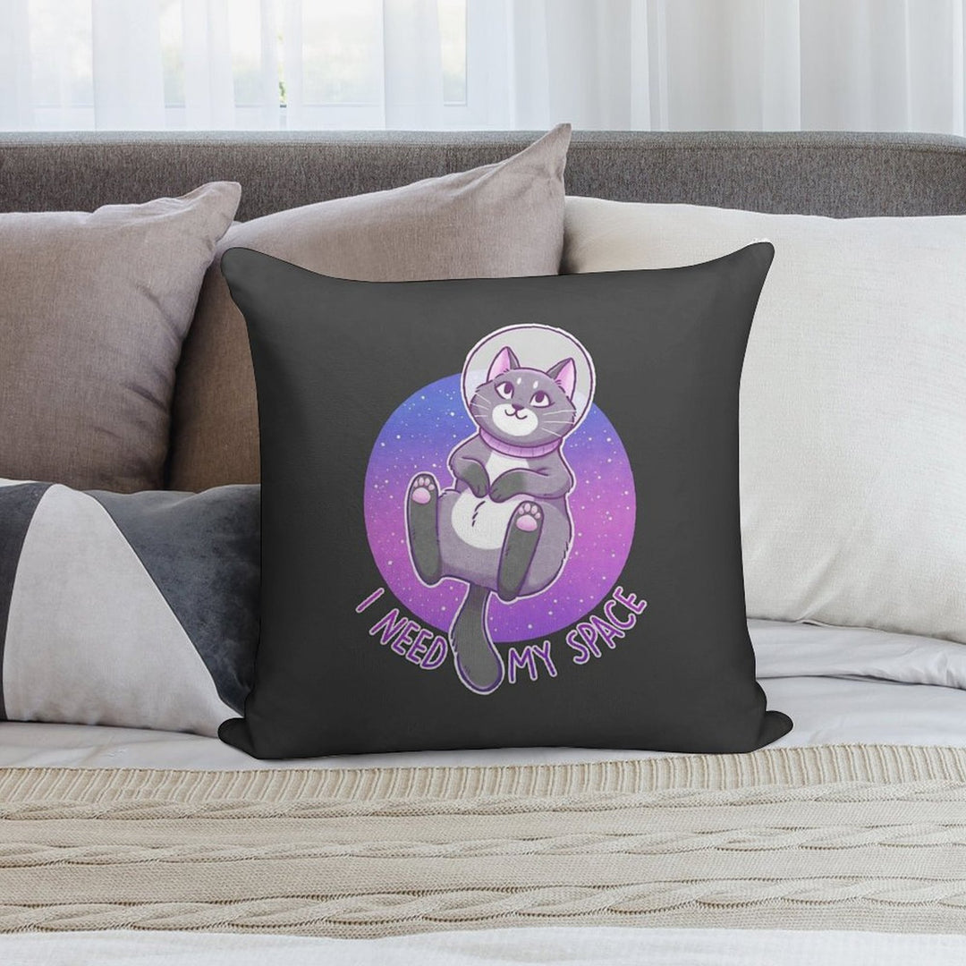 I Need My Space Astronaut Kitty Soft Reinforced Edging Throw Pillow