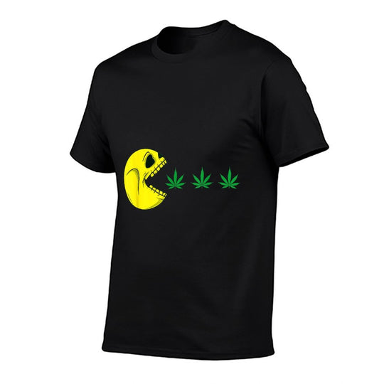 Halloween Skeleton Eats Weed Funny Marijuana Cannabis 420  High-quality Stitching T-Shirt