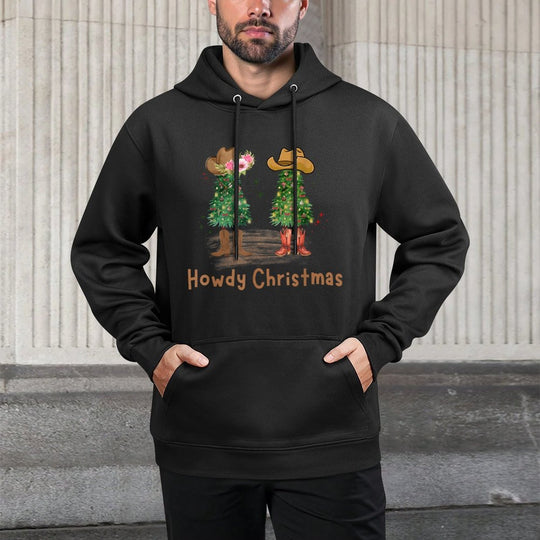 Merry Christmas Yall Gingerbread Cowboy Howdy Western Xmas Kangaroo Pocket Hoodie
