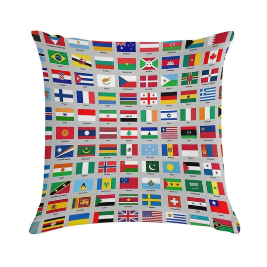 All of The Current World Flags Every Nation Soft Decorative Cover Throw Pillow