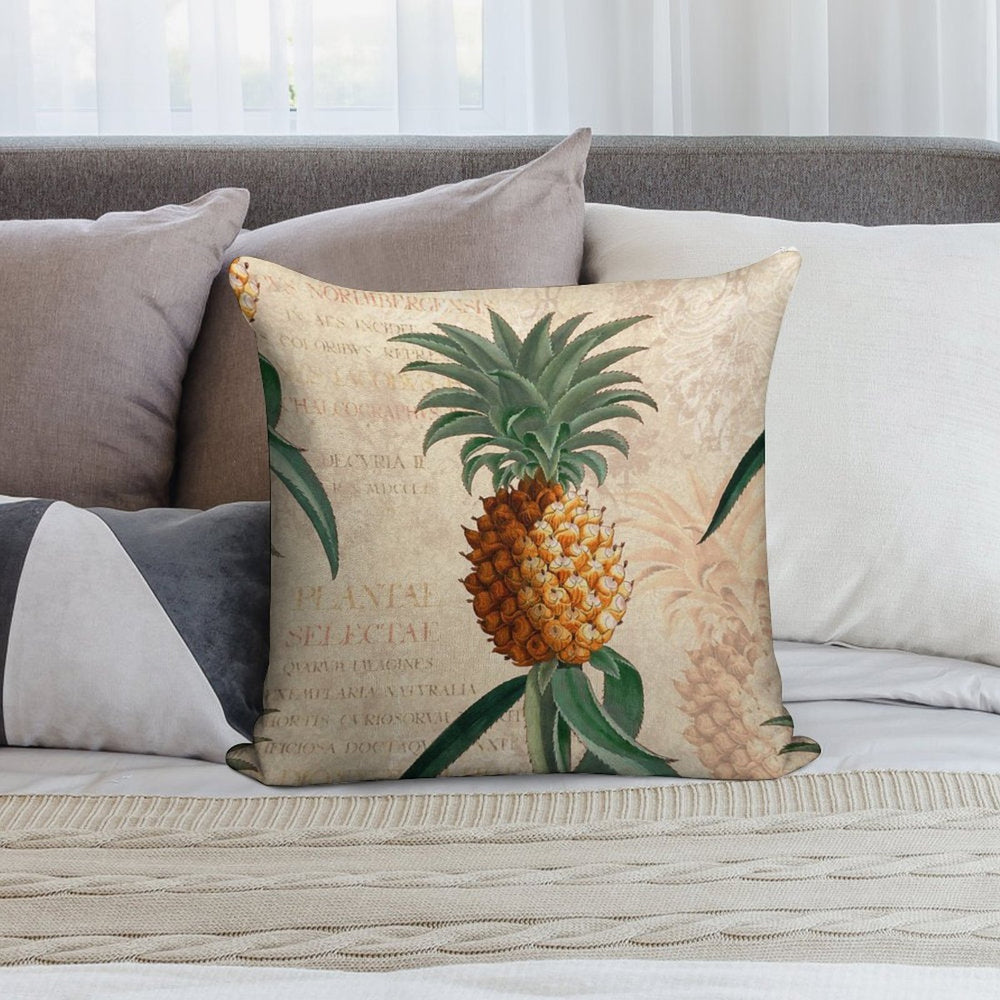 Vintage Pineapple Soft Hidden Zipper Throw Pillow
