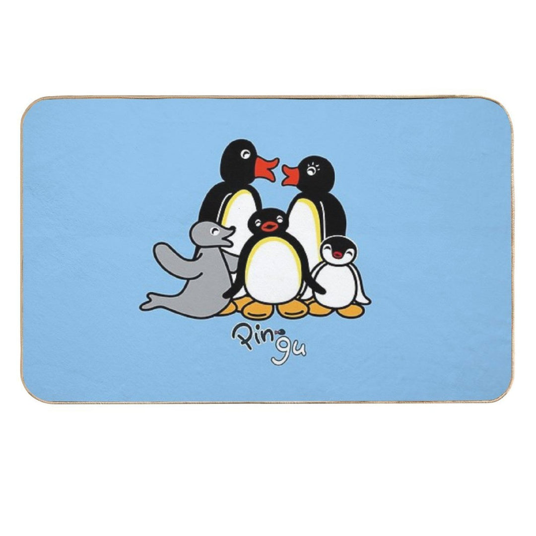 Pingu; Light Blue  Slip-Resistant Bath Mat