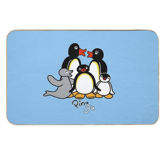 Pingu; Light Blue  Slip-Resistant Bath Mat