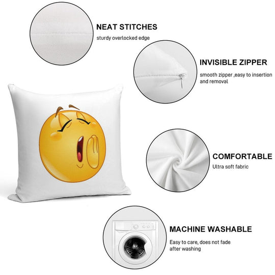 Yawn Female Emoticon Soft Fade-Resistant Throw Pillow