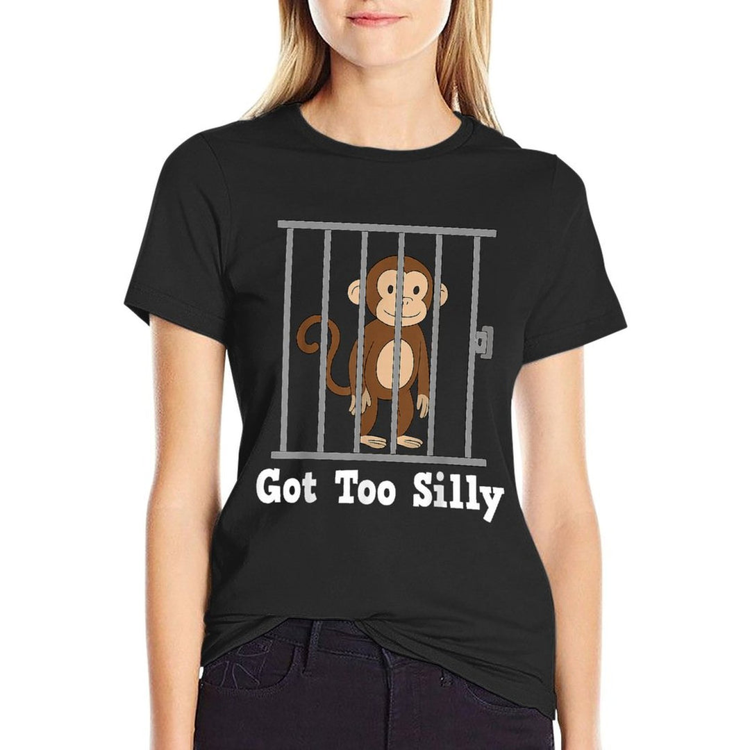Funny Monkey Meme Got Too Silly Humor Gifts Men Women Kid  Oversized Silhouette T-Shirt