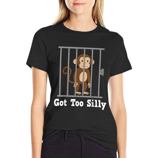 Funny Monkey Meme Got Too Silly Humor Gifts Men Women Kid  Oversized Silhouette T-Shirt