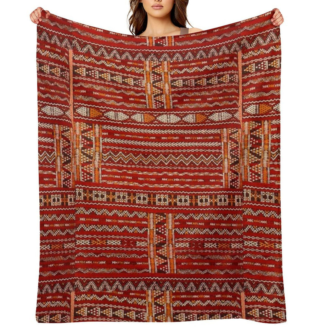 Red Vintage Moroccan Pattern Premium Throw Blanket
