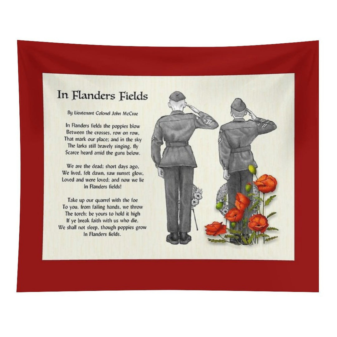 In Flanders Fields, Poem, Cadets Saluting, Red Poppies, Veterans Day Tapestry