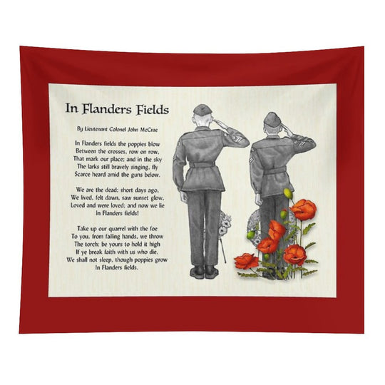 In Flanders Fields, Poem, Cadets Saluting, Red Poppies, Veterans Day Tapestry