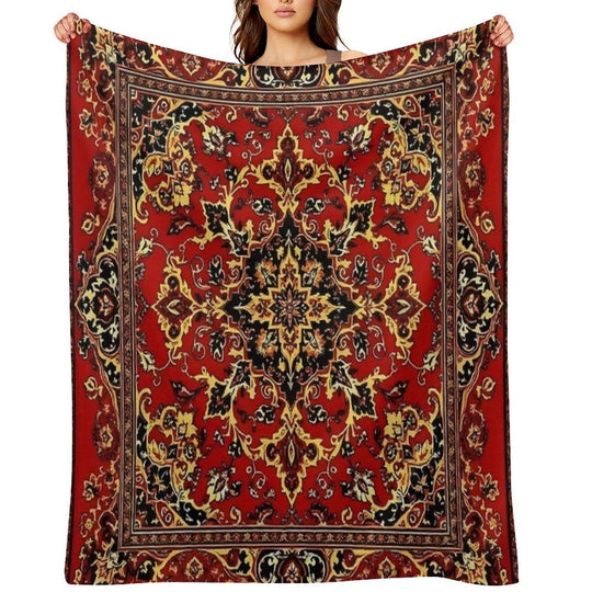 17th Century Afghanistan Rug Print Shrink-resistant Throw Blanket