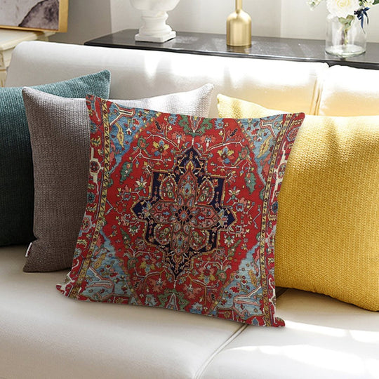 Heriz Persian Carpet Print Soft Hidden Zipper Throw Pillow