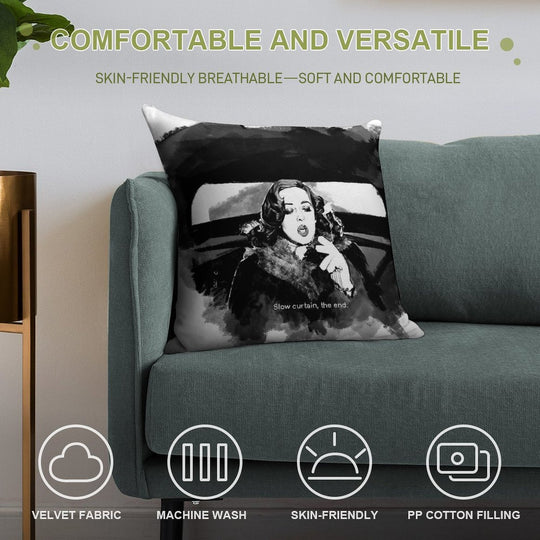 Slow Curtain, The End Soft Fade-Resistant Throw Pillow