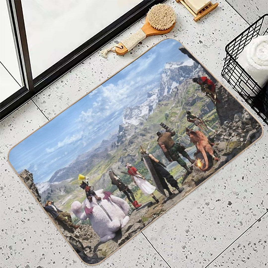 Cloud, Aerith, Tifa, Barret, Red XIII, Cid, Yuffie, Vincent, Cait Sith  - Ahead On Our Way [Rebirth]  Versatile Bath Mat