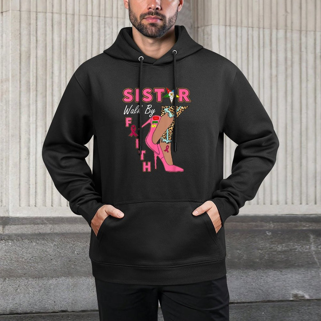 OES SiStar Leopard Walk By Faith Breast Cancer Awareness Moisture-Wicking Hoodie