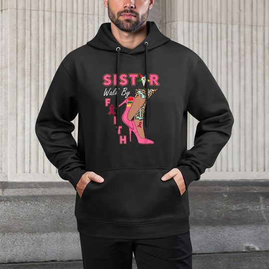 OES SiStar Leopard Walk By Faith Breast Cancer Awareness Moisture-Wicking Hoodie