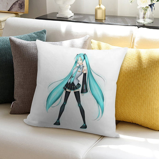 Hatsune Miku (Full Body) Soft Durable Construction Throw Pillow