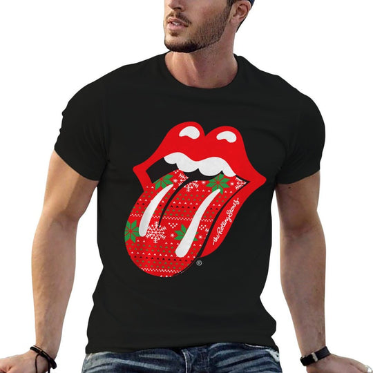 Rolling Stones Christmas Tongue Premium Tri-blend  Relaxed-fit T-Shirt