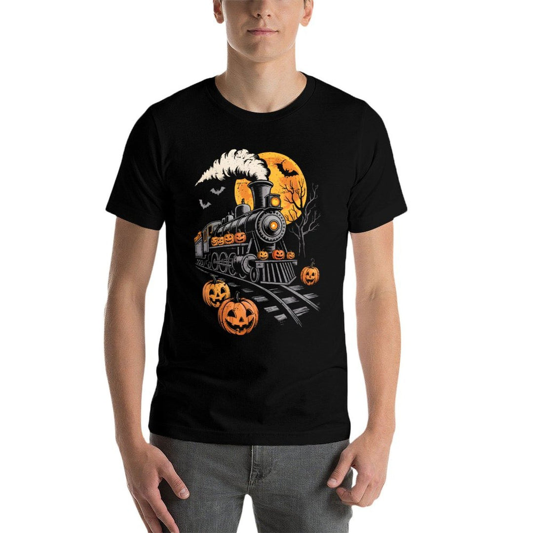 Vintage Halloween Train Jack O Lantern Pumpkin Men Women Kid  Heathered Texture T-Shirt