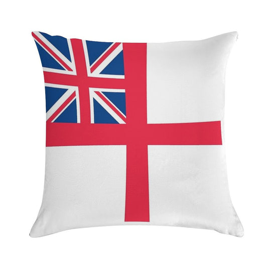 ROYAL WHITE ENSIGN - GREAT BRITAIN Soft Hidden Zipper Throw Pillow
