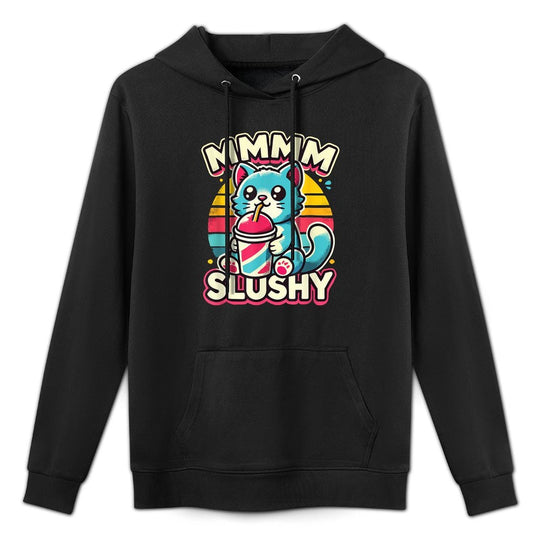 Funny Slushy Cat  Cute Cat Drinking Slushy Casual Wear Hoodie