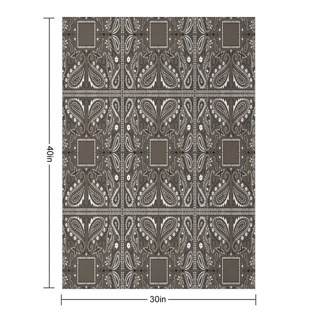 Gray Paisley Bandana Pattern Sustainable Throw Blanket